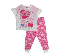 Peppa Pig and baby Evie Girls Pyjamas Pjs Nightwear Short Sleeve Frilly Top Trousers Kids 3-4 Years Pink