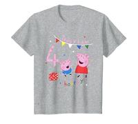 Peppa Pig and George, Today I Am 4th Birthday T-Shirt, Youth, Heather Grey, 2T