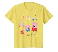 Peppa Pig and George, Today I Am 4th Birthday T-Shirt, Youth, Lemon Yellow, Medium