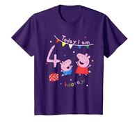 Peppa Pig and George, Today I Am 4th Birthday T-Shirt, Youth, Purple, 4T