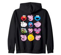 Peppa Pig And Sesame Street Head Icons Zip Hoodie
