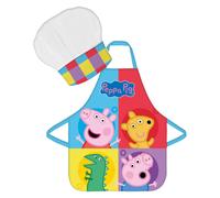 Peppa Pig Apron & Chef's Hat Set for Kids 3-8 - Official Licensed, OEKO-TEX, 100% Polyester, George, Dinosaur & Teddy Bear