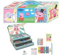 Peppa Pig Art Set for Kids | 52-Piece Colouring Stationery Suitcase with Markers, Crayons, Pencils & More | Peppa Pig Creative Art Briefcase for Drawing & Coloring Fun