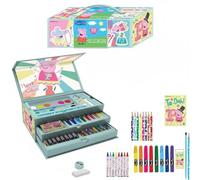 Peppa Pig Art Set for Kids | 52-Piece Colouring Stationery Suitcase with Markers, Crayons, Pencils & More | Peppa Pig Creative Art Briefcase for Drawing & Coloring Fun