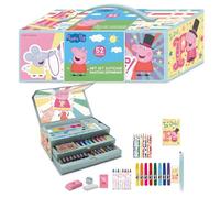 Peppa Pig Art Set for Kids | 52-Piece Colouring Stationery Suitcase with Markers, Crayons, Pencils & More | Peppa Pig Creative Art Briefcase for Drawing & Coloring Fun