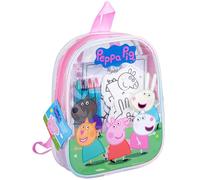 Peppa Pig Arts and Crafts Backpack for Kids - Includes Colouring Book, Crayons, Stickers, Cut-Outs & Craft Sticks - Lightweight & Travel Friendly Bag - Creative Craft Activity Set for Children Age 3+