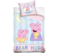 Peppa Pig Baby Toddler Bed Linen Bear Hugs 100 x 135 cm + 40 x 60 cm 100% Cotton Renforcé/Linen Children's Bed Linen with Zip for Girls Boys Peppa Pig Gift Idea