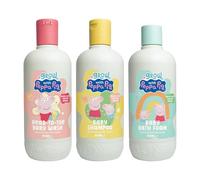 Peppa Pig Bathtime Fun Bundle - 350mlx3 - Coconut & Grape Baby Wash, Peach & Oat Milk Kids Shampoo and Peach & Oat Milk Bubble Bath & Baby Wash - Hypoallergenic & Dermatologically Approved