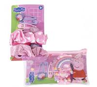Peppa Pig Beauty Accessory Set | Pretzers, Garters & Scrunchies for Girls | Peppa & George Glitter Pink Kids Kit