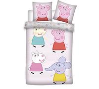 Peppa Pig Bedding Set - 100% Cotton - Pink Lined Duvet Cover 100 x 135 cm + Pillowcase 40 x 60 cm