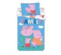 Peppa Pig Bedding Set | Cot Size Duvet Cover 100x135 cm + Pillowcase 40x60 cm | 100% Cotton | Soft Bedlinen Set for Baby or Small Bed | Reversible Duvet Cover & Pillowcase with Zipper