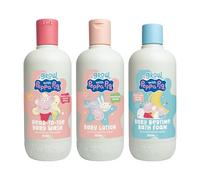 Peppa Pig Bedtime Bath Pack - 350mlx3 - Coconut & Grape Baby Wash, Chamomile & Coconut Bath Foam & Wash and Cashmere & Milk Fragrance Baby Lotion - Hypoallergenic & Dermatologically Approved
