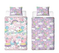 Peppa Pig Official Single Bed Duvet Cover Set | Bedtime Design Reversible 2 Sided Pink and Lilac Bedding Including Matching Pillow Case