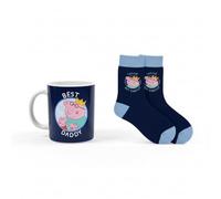 Peppa Pig Best Daddy Mug & Socks Gift Set - Official Daddy Pig 300ml Ceramic Mug and Men’s Blue Crew Socks Size 8-10 - Father’s Day or Birthday Present for Dad