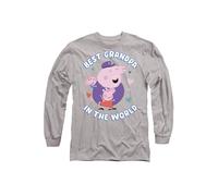 Peppa Pig Best Grandpa In The World Long Sleeve T Shirt, Heather Grey Hasbro Grey M