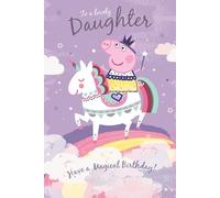 Peppa Pig Birthday Card for Daughter 'Have a Magical Birthday' | Happy Birthday Daughter Card Featuring Princess Peppa on a Rainbow Unicorn