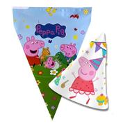 Peppa Pig Birthday Kit, Peppa Pig Birthday Kit, Decorate Your Party with Paper Bunting and Hats, Boys and Girls Party 9m Banner, 8 Hats