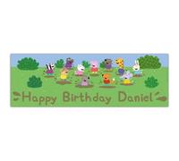 Peppa Pig Birthday - Peppa and Friends Muddy Puddle Personalised Banner Wall Sticker (90cm Width x 30cm Height)