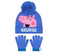 Peppa Pig Boys Hat And Gloves Set, George Pig Hat And Gloves Set For Kids, One Size Blue