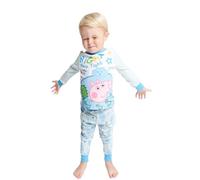 Peppa Pig Boys Pyjamas | George Pig Boys PJs - Official Pyjama Set with Dinosaur Print, Cotton, Long Sleeve Top and Cuffed Trousers - Ages 1-5 Years, Soft Breathable Toddler Nightwear Blue