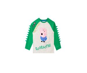 Peppa Pig Boy's Roarsome Dino George Pig Long Sleeve Top in Grey | Size: 6-7 Years Peppa Pig Grey 6-7 Years