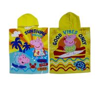 Character World Official Peppa Pig Hooded Towel Poncho | Super Soft Feel, Ocean Design | Swimming Changing Robe Perfect The Home, Bath & Beach, Multicoloured, 115 x 50 cm