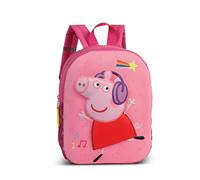 Peppa Pig Children's Backpack 3D Effect Nursery Backpack Girls Boys George & Peppa Pig Cartoon Backpack with Zip Compartment, Adjustable Straps & Carry Handle (Pink)