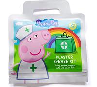 Peppa Pig Childrens Plaster Graze Kit / x22 Units / 6 Wound Wipes / 16 Plasters in 3 Sizes/Latex Free/Hypoallergenic/Wash Proof/Breathable/CE Certified/Resealable Pouch for Days Out.