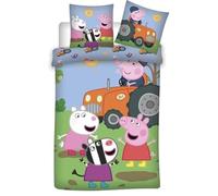 Peppa Pig - Children's Reversible Cotton Bed Linen Set at the Tractor Farm - Duvet Cover 140 x 200 cm Pillowcase 50 x 70 cm