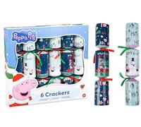 Peppa Pig Christmas Crackers 6 Pack for Kids - 30cm Festive Crackers in Gift Box with Hats Trivia Toys - Activity Books Bookmark Stickers Party Favour Family Xmas Table Decoration