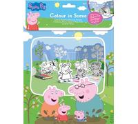 Peppa Pig Colour In Scene Playground Colouring Set Pencils Standees Stickers Kids Activity Age 3+