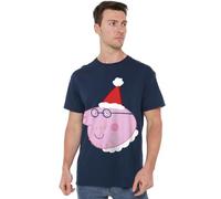 Peppa Pig Daddy Pig Santa Hat Unisex T Shirt, Navy, XX-Large