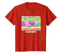 Peppa Pig Daddy Pig's Birthday Candles T-Shirt, Youth, Red, Medium