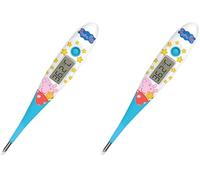 Peppa Pig Digital Thermometer | Oral, Underarm use| Large LCD | 10 Second Reading | Fever Alarm | Flexible Tip | Last Temperature Recall | CE Certified | Calms Kids | Made by Jellyworks (Pack of 2)
