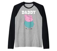 Peppa Pig Father's Day Daddy Bold Text Portrait of Daddy Big Raglan Baseball Tee