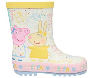 Peppa Pig Flare Girls White & Yellow Wellington Boots, Size: 9