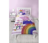 Peppa Pig Single Duvet Cover | Matching Pillow Case | Official Bedding | Reversible Design, Polyester-Cotton, Pink