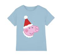 Peppa Pig George Pig Santa Hat Kids T Shirt, Light Blue, 7-8