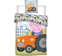 Peppa Pig George’s Tractor Cot Bedding Set, Reversible Junior Duvet Cover 100 x 135 cm and Pillowcase 40 x 60 cm, 100% Cotton