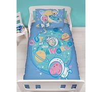 Peppa Pig George Official Toddler Cot Bed Duvet Cover, Stars Range | Reversible 2 Sided Stars Design with Matching Pillowcase, Polycotton, Blue