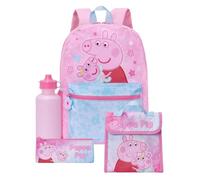 Peppa Pig Girls Backpack, 4 Piece Kids Rucksack Set, Pink One Size