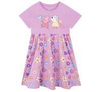 Peppa Pig Girls Dress | Cotton Summer Dress | Short Sleeve Girls Dresses | Cotton Dresses | Purple 7-8 Years