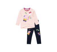 Peppa Pig Girl's I'm Just So Happy Striped Long Sleeve Top & Legging Set in Pink | Size: 7-8 Years Peppa Pig Pink 7-8 Years
