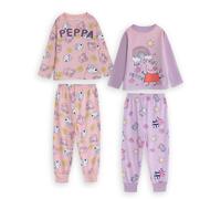 Peppa Pig Girls Pink and Purple Long Sleeve Long Leg Pyjama Set | Cartoon Character Nightwear for Bedtime & Sleepovers | Comfortable Kids PJs | Peppa Merch - 3-4 Years