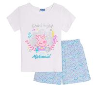 Peppa Pig Girls Short Pyjamas Kids Mermaid Glitter Shortie Pj Set Nightwear White 6 Years