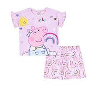 Peppa Pig Girls Short Pyjamas Print Pjs Set, Official Merchandise 5-6 Lilac