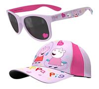 Peppa Pig Girls Sun Hat and Sunglasses - 2 Piece Summer Set with Adjustable Cap & UV400 Kids Shades | Cute Outdoor Accessories for Girls Ages 3-8 Light Pink