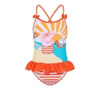 Peppa Pig Girls Swimming Costume Swimsuit - Orange Stripes - 5-6 Years