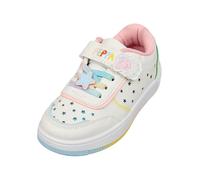 Peppa Pig Girls Trainers - Toddler Kids Shoes with Star Detail, Rainbow Laces & Hook-and-Loop Strap - Infant Footwear for Girls (Off-White UK 7-EU24)