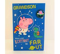 Peppa Pig Grandson Birthday Card & Badge